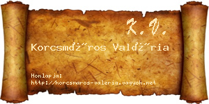 Korcsmáros Valéria névjegykártya